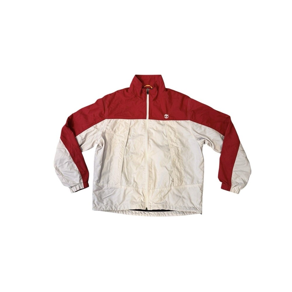 Vtg Men’s Sz S Timberland men's‎ red & white colorblock windbreaker jacket